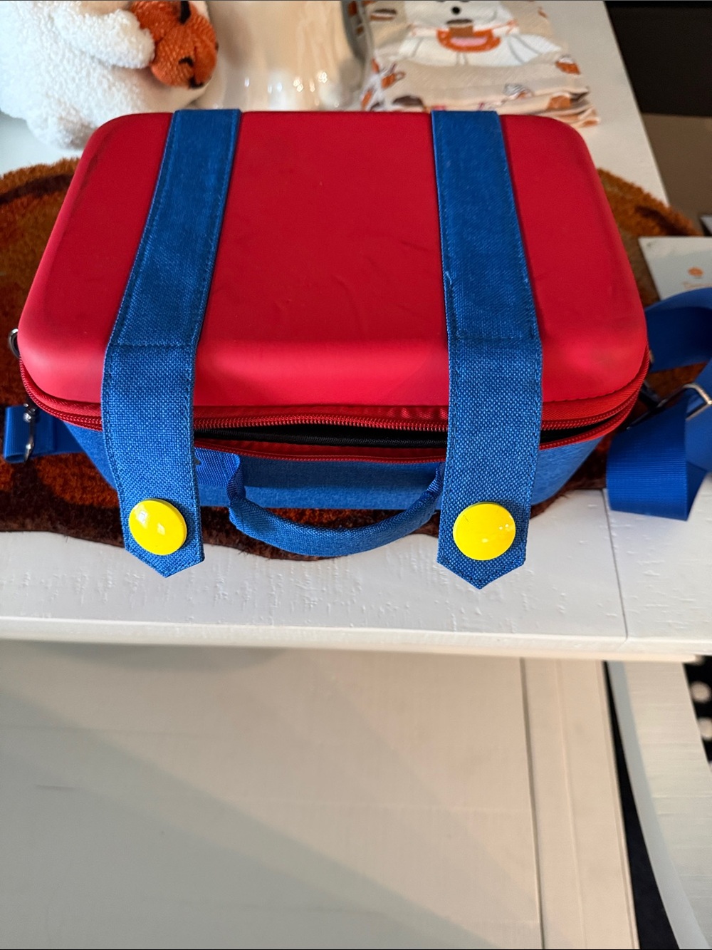 Kids Red and Blue nintendo switch carrying Bag with Yellow Accents